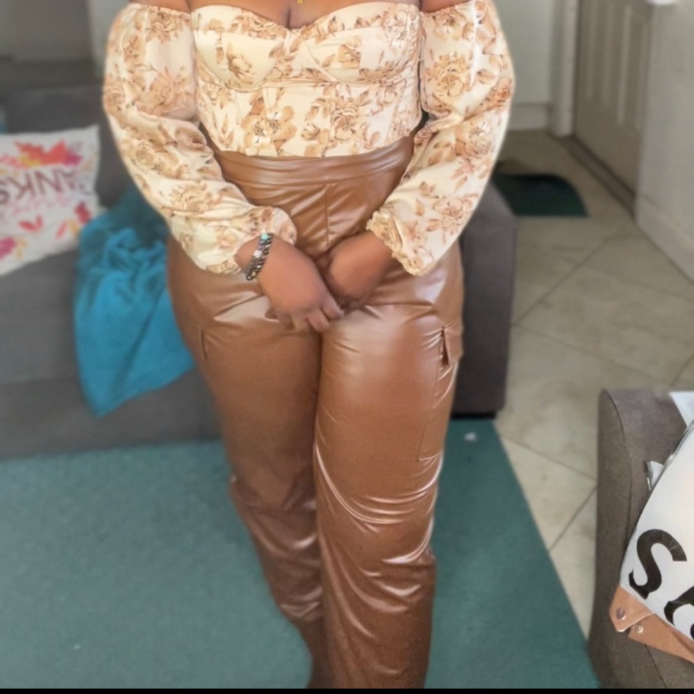 Faux leather pants